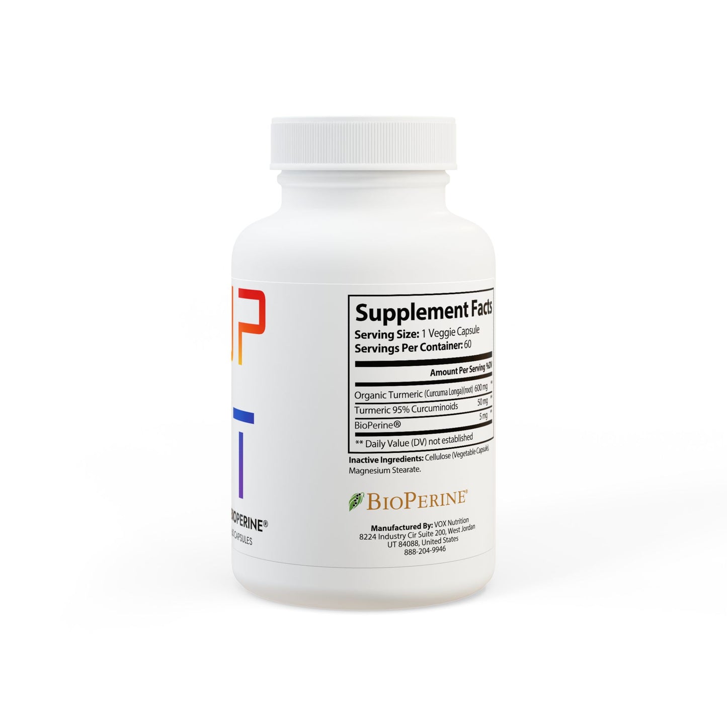 Turmeric + BioPerine® Supplement – Recovery Powered by Nature (60 Capsules)