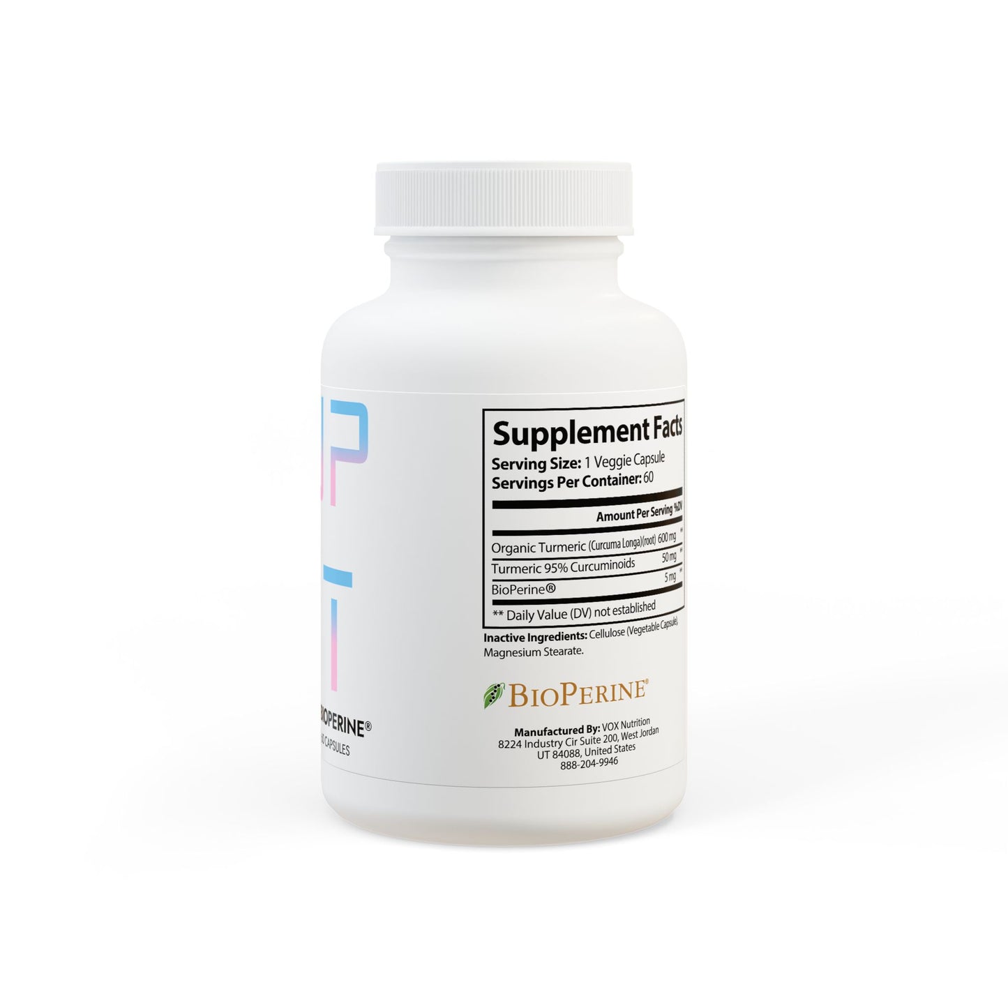 Turmeric + BioPerine® Supplement – Recovery Powered by Nature (60 Capsules)