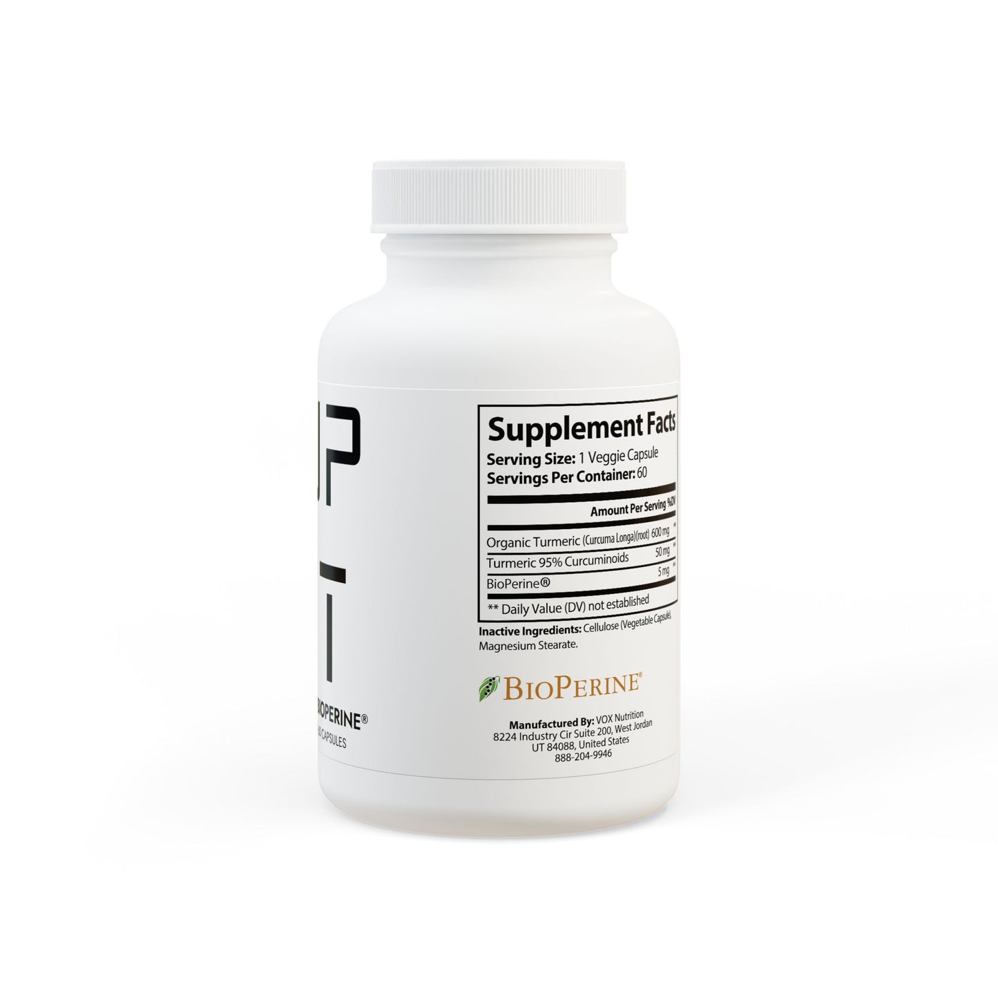 Turmeric + BioPerine® Supplement – Recovery Powered by Nature (60 Capsules)
